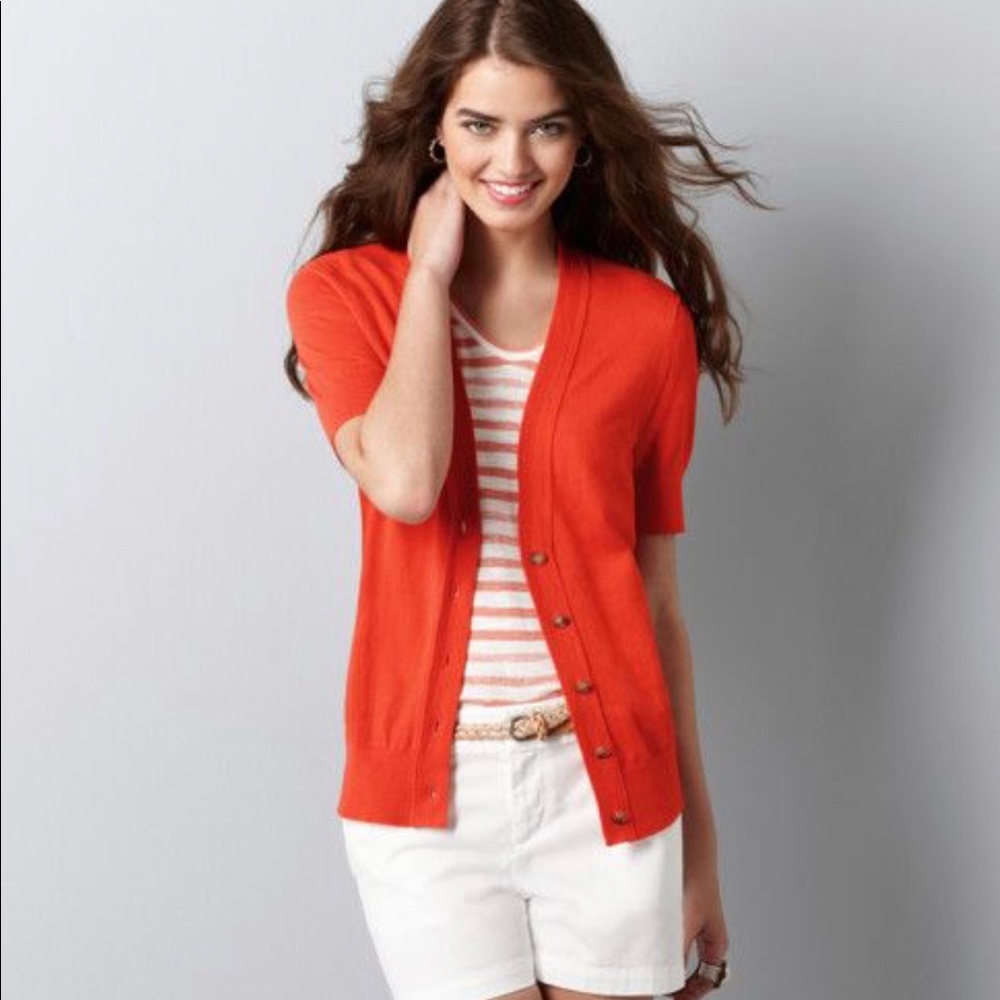 Loft Short Sleeve V-neck Cardigan